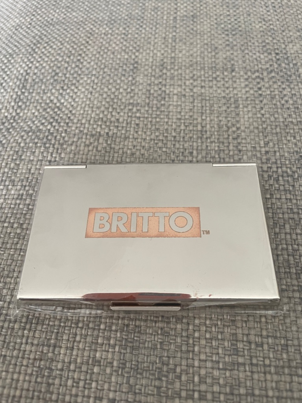 BRITTO Polished Silver Card Case with Rose Gold Logo